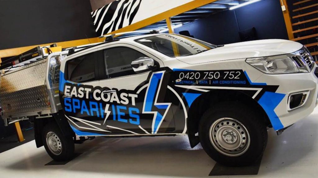 East Coast Sparkies branded work ute